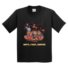 Minecraft Dungeons Unite, Fight, Survive Kids Short Sleeve T-shirt