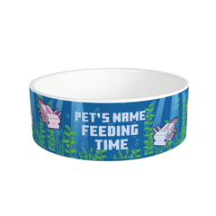 Minecraft Axolotl Feeding Time Personalized Pet Bowl