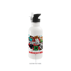 Minecraft Snowball Champ Personalized 20 oz Screw Top Water Bottle with Straw