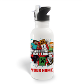 Minecraft Snowball Champ Personalized 20 oz Screw Top Water Bottle with Straw