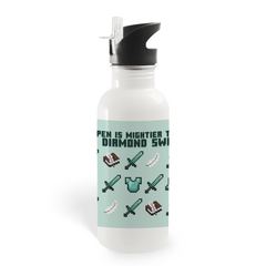 Minecraft The Pen Is Mightier Than The Diamond Sword Screw Top Water Bottle