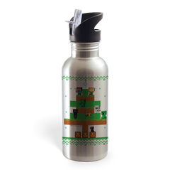 Minecraft Tree Sweater Personalized 20 oz Screw Top Water Bottle with Straw