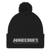 Minecraft Logo Pom Pom Knit Beanie