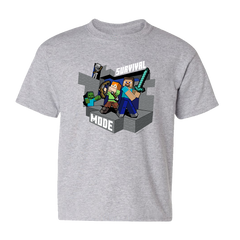 Minecraft Survival Mode Kids Short Sleeve T-Shirt