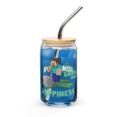 Minecraft Grow Your Happiness Can-Shaped Glass with Lid and Straw