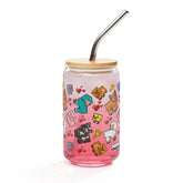 Minecraft Can-Shaped Glass with Straw & Lid Farm Animals Pattern