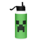 Minecraft Creeper Big Face Stainless Steel Water Bottle with a Straw Lid