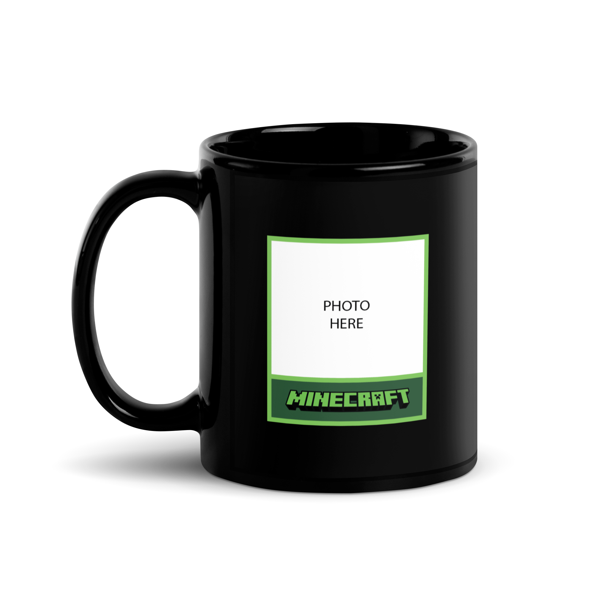 Minecraft Personalized Photo Black Mug Creeper
