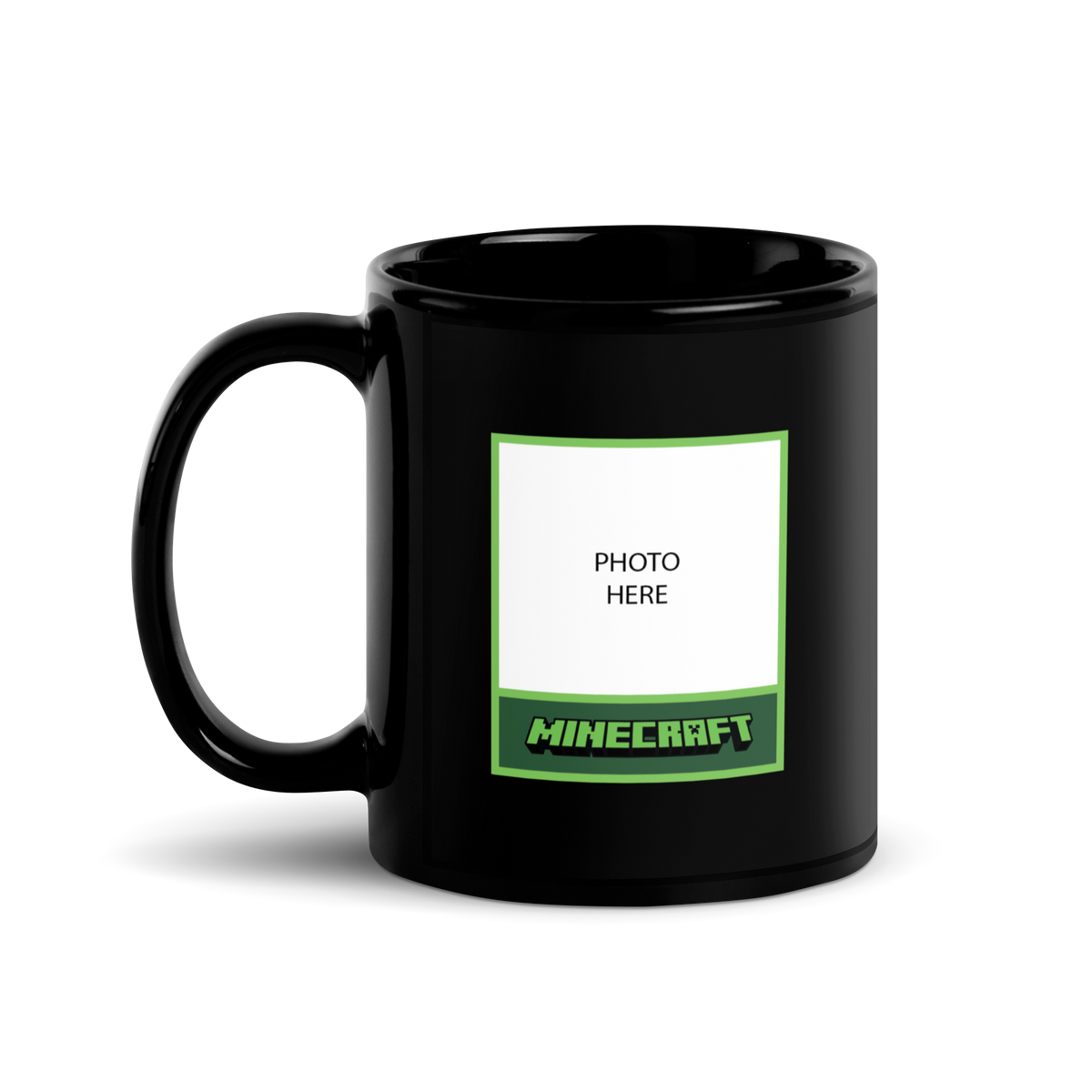 Minecraft Personalized Photo Black Mug Creeper