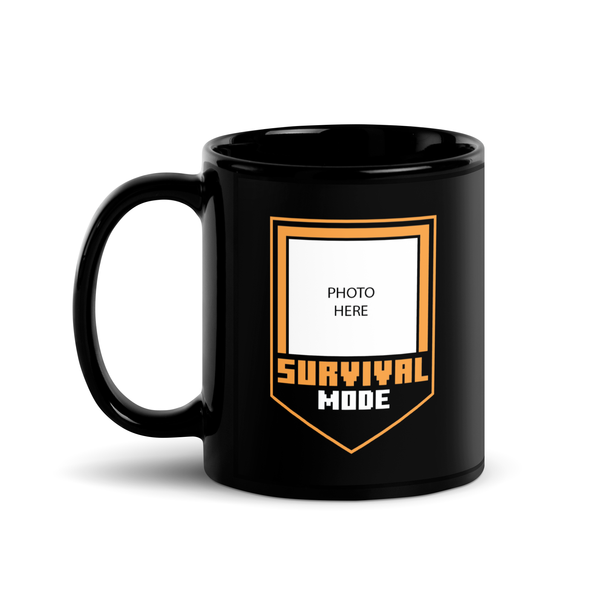 Minecraft Personalized Photo Black Mug Survival Mode