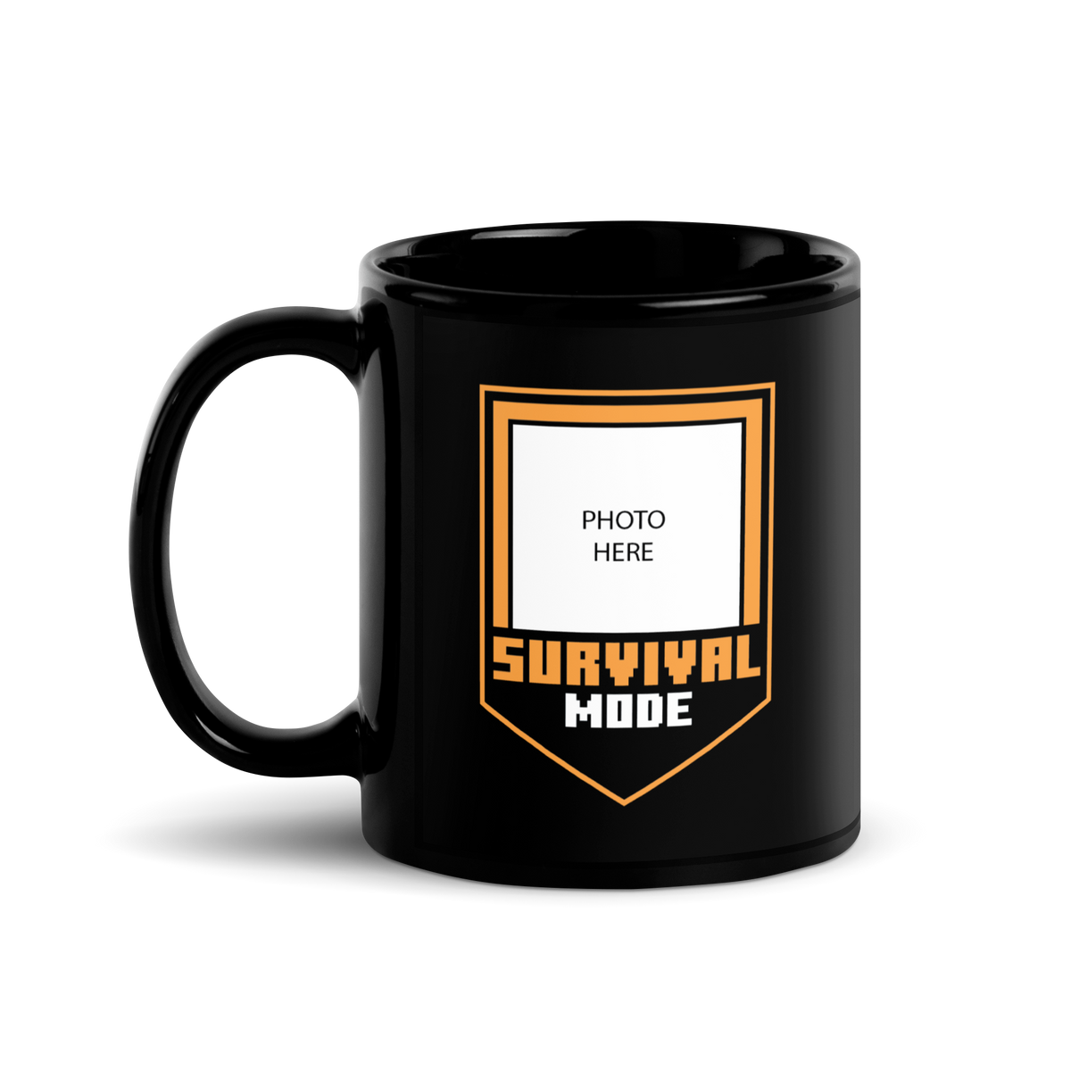 Minecraft Personalized Photo Black Mug Survival Mode
