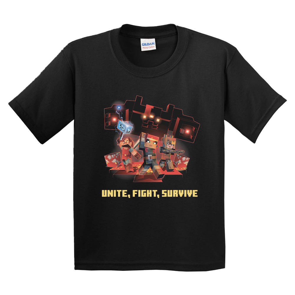 Minecraft Dungeons Unite, Fight, Survive Kids Short Sleeve T-shirt