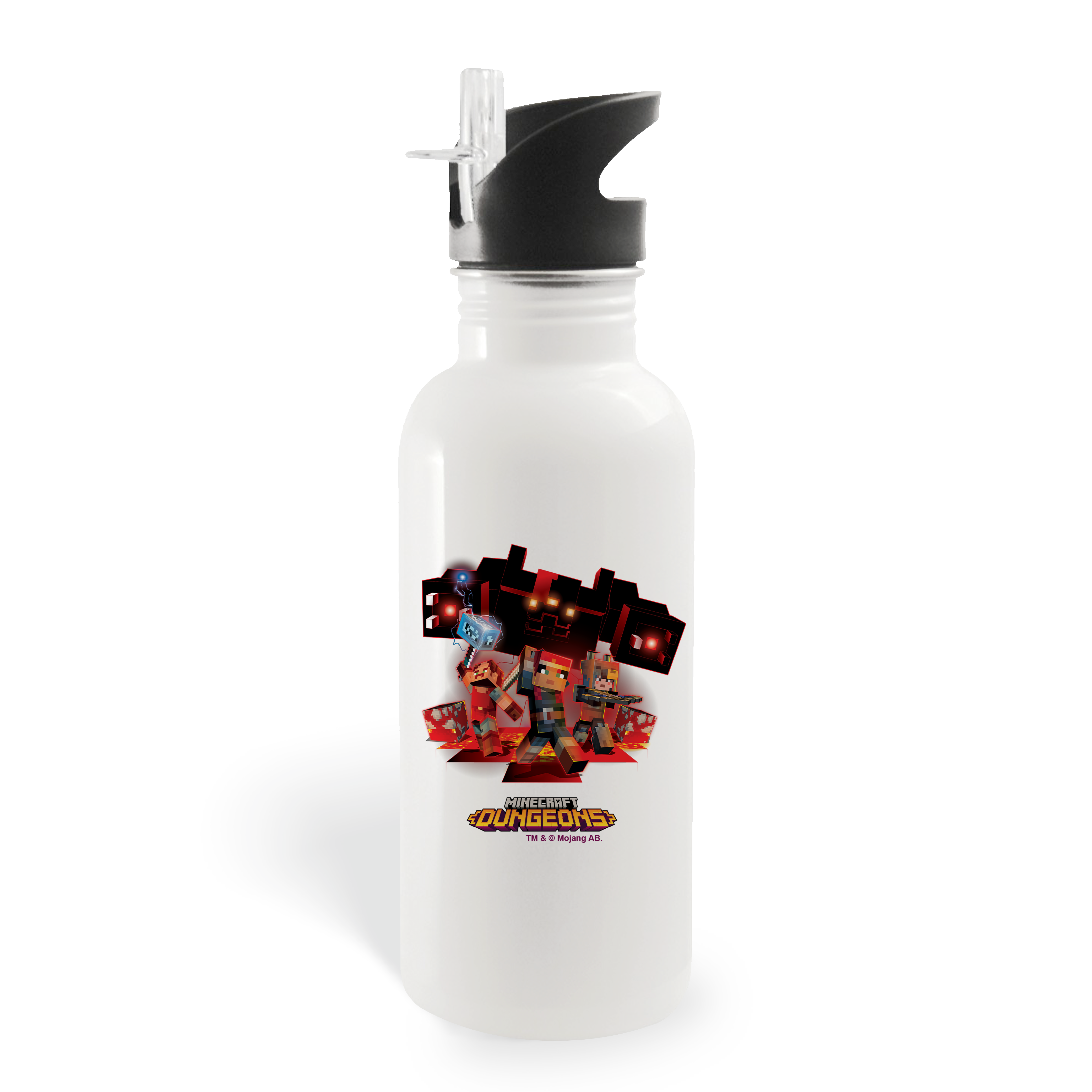Minecraft Dungeons Unite, Fight, Survive Personalized 20 oz Screw Top Water Bottle with Straw
