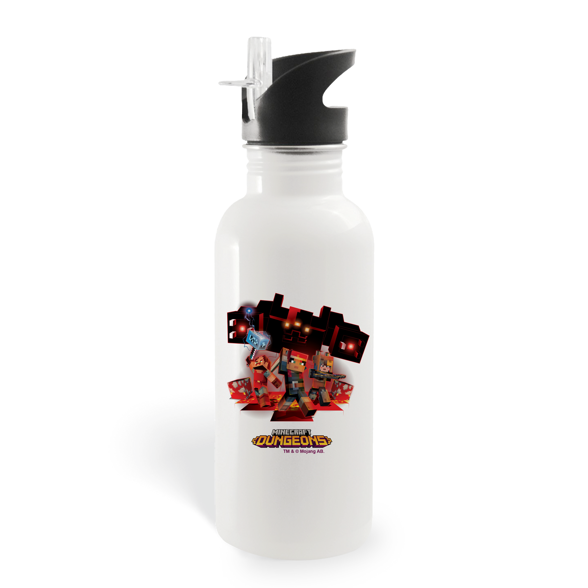 Minecraft Dungeons Unite, Fight, Survive Personalized 20 oz Screw Top Water Bottle with Straw