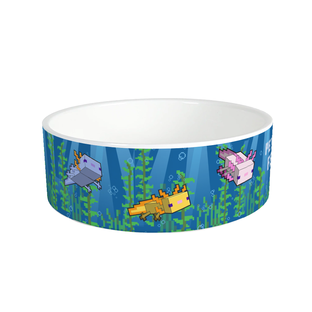 Minecraft Axolotl Feeding Time Personalized Pet Bowl