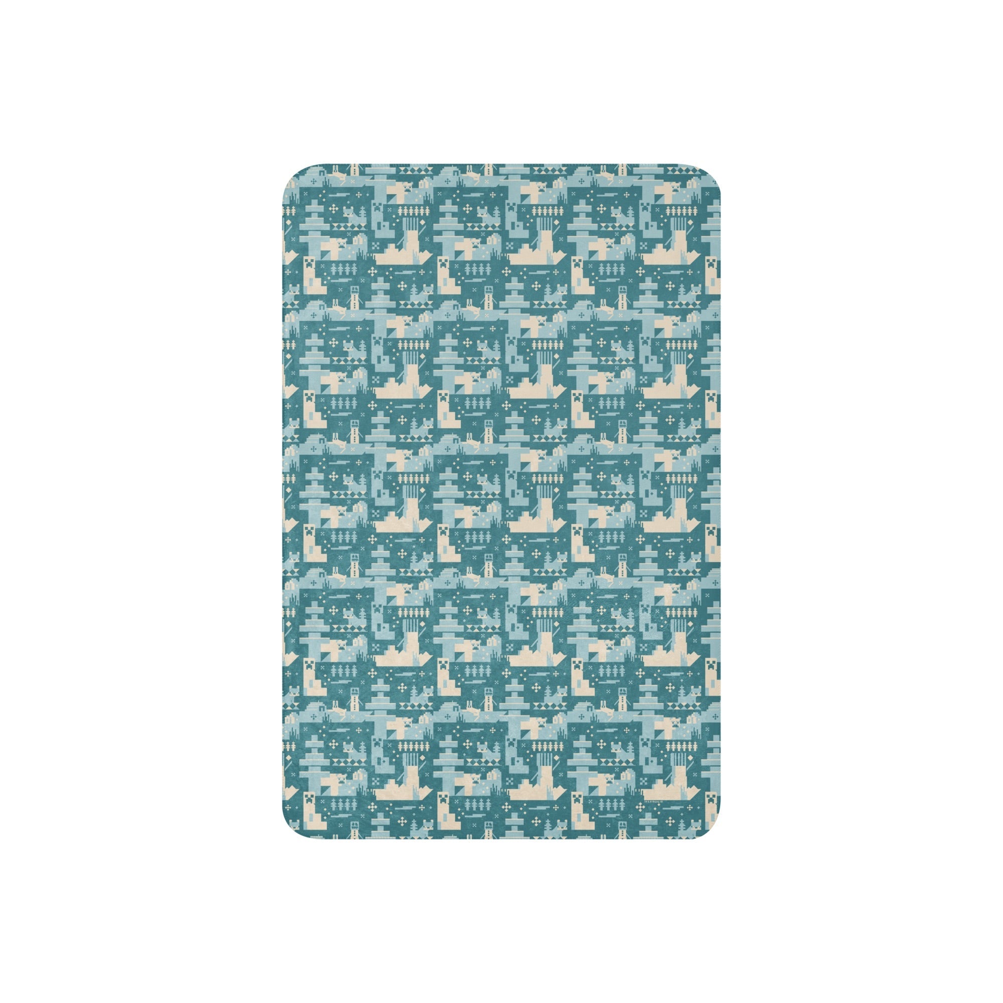 Minecraft Blue Holiday Pattern Sherpa Blanket