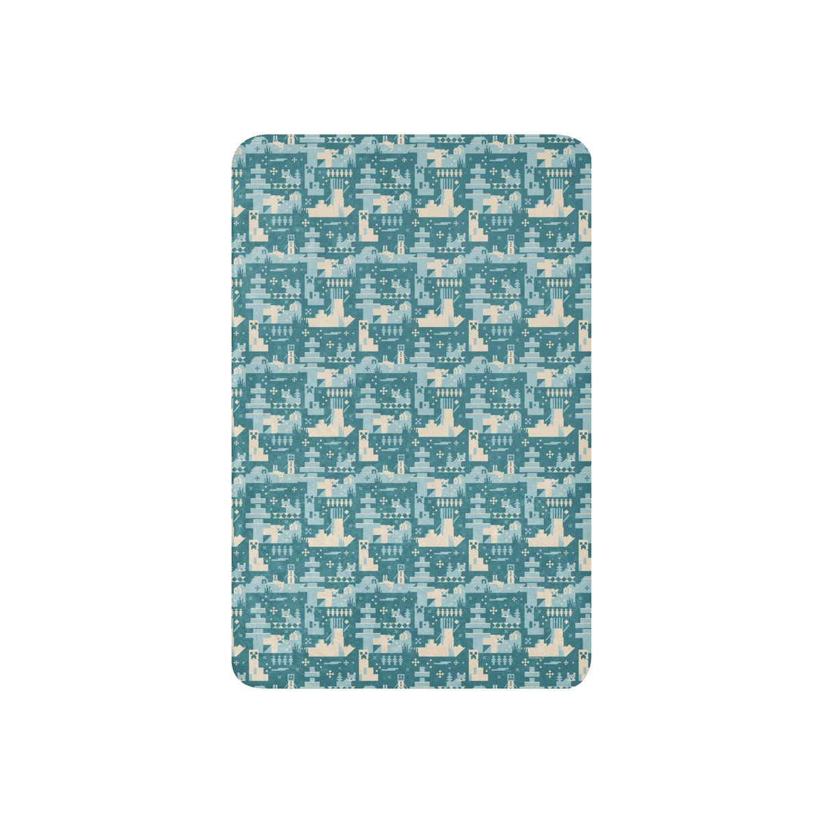 Minecraft Blue Holiday Pattern Sherpa Blanket