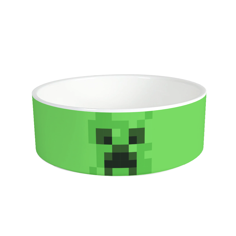 Minecraft Creeper Big Face Personalized Pet Bowl