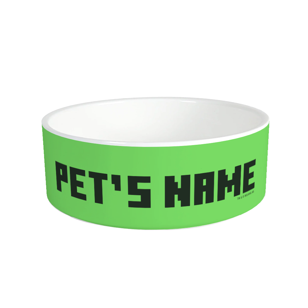 Minecraft Creeper Big Face Personalized Pet Bowl