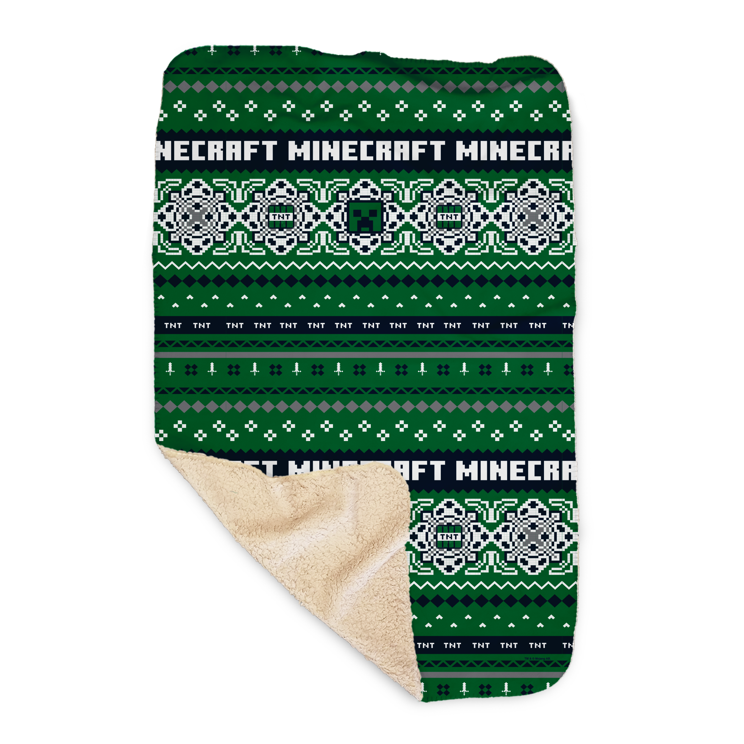 Minecraft Creeper Fairisle Sherpa Blanket