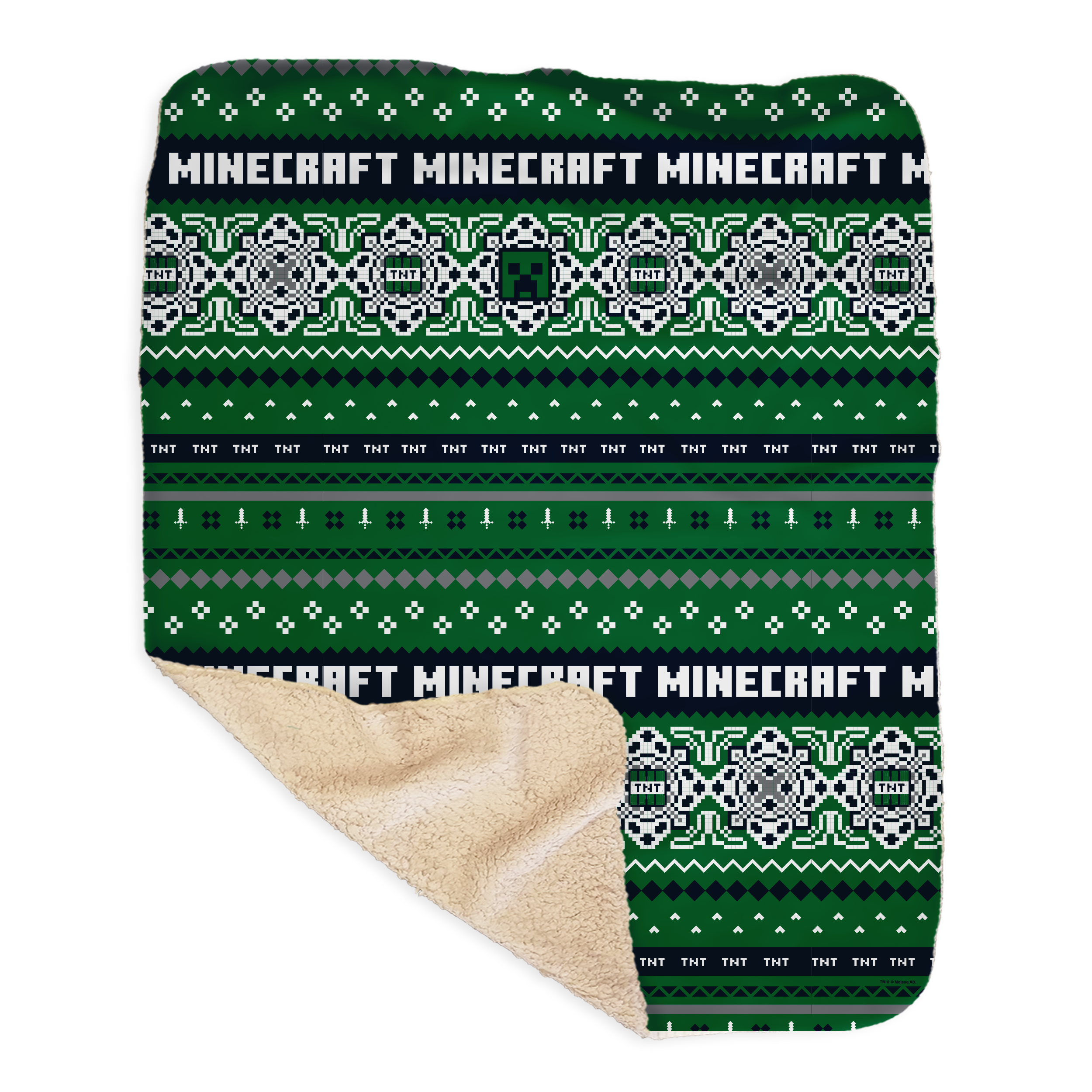 Minecraft Creeper Fairisle Sherpa Blanket