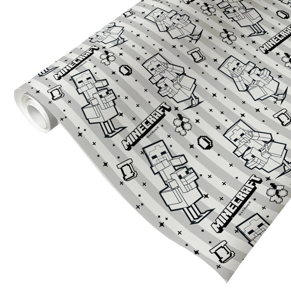 Minecraft Color Me Chicken Jockey Matte Gift Wrap