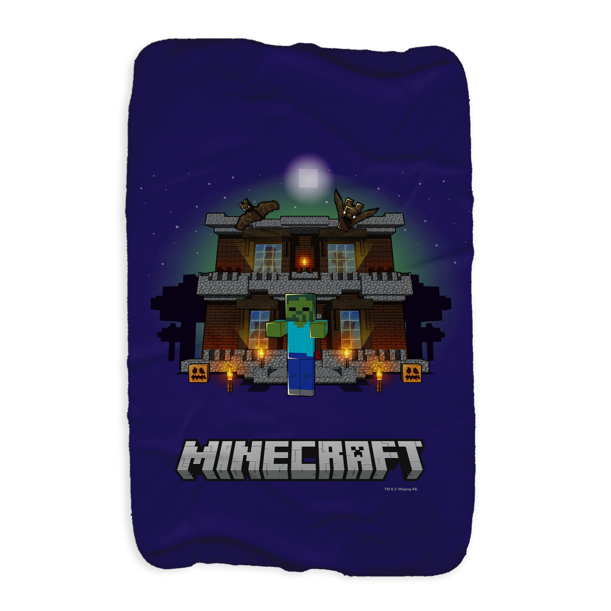 Minecraft Zombie Creepy Mansion Sherpa Blanket