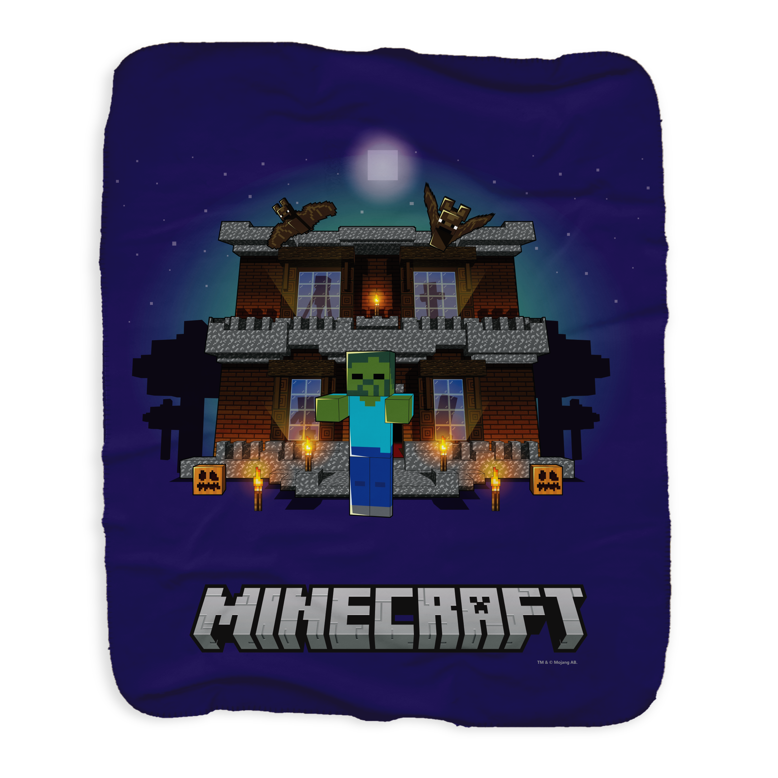 Minecraft Zombie Creepy Mansion Sherpa Blanket
