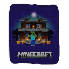 Minecraft Zombie Creepy Mansion Sherpa Blanket