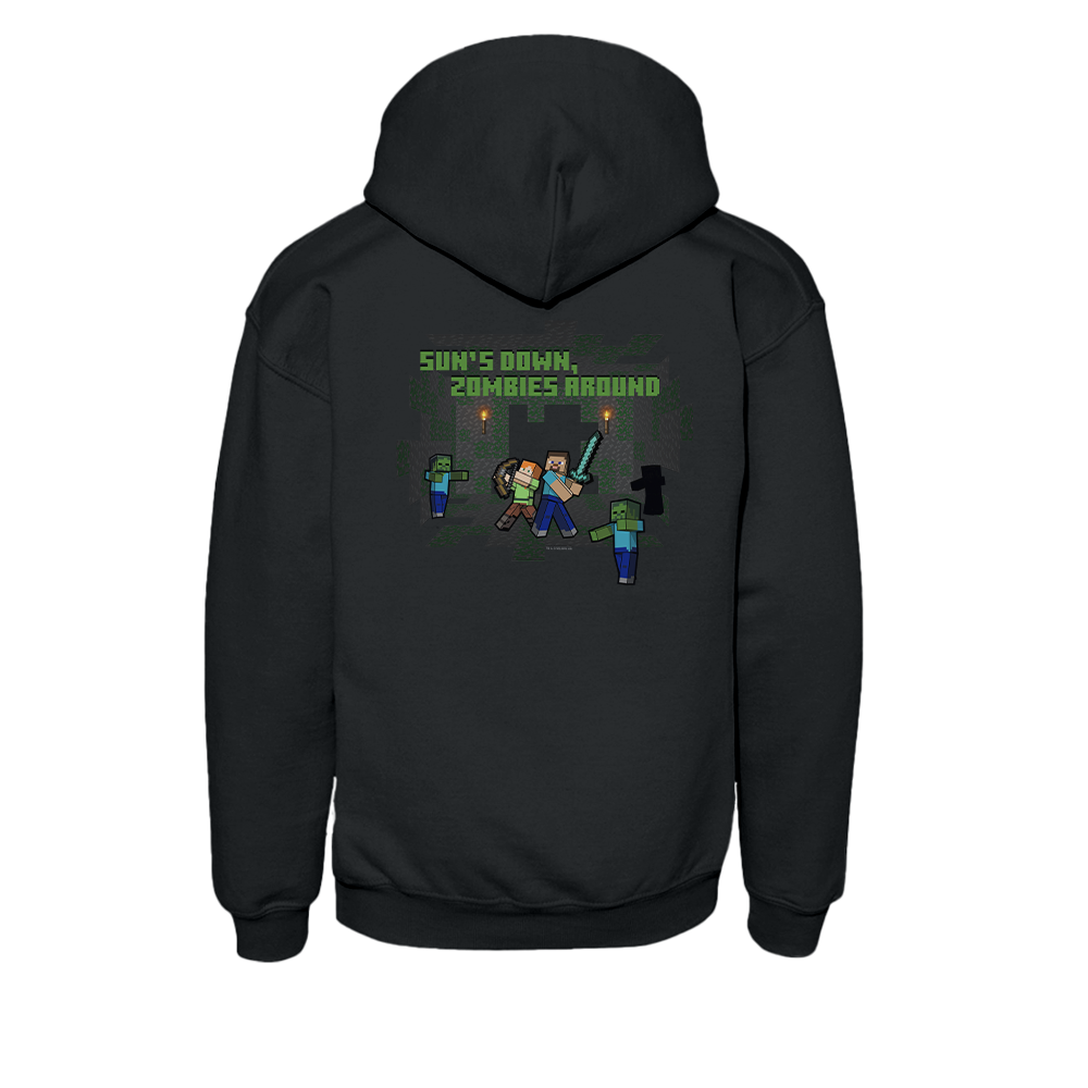Minecraft Sun's Down, Zombies Around Kids Hoodie