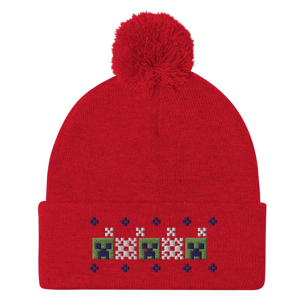 Minecraft Creeper Pom Pom Knit Beanie