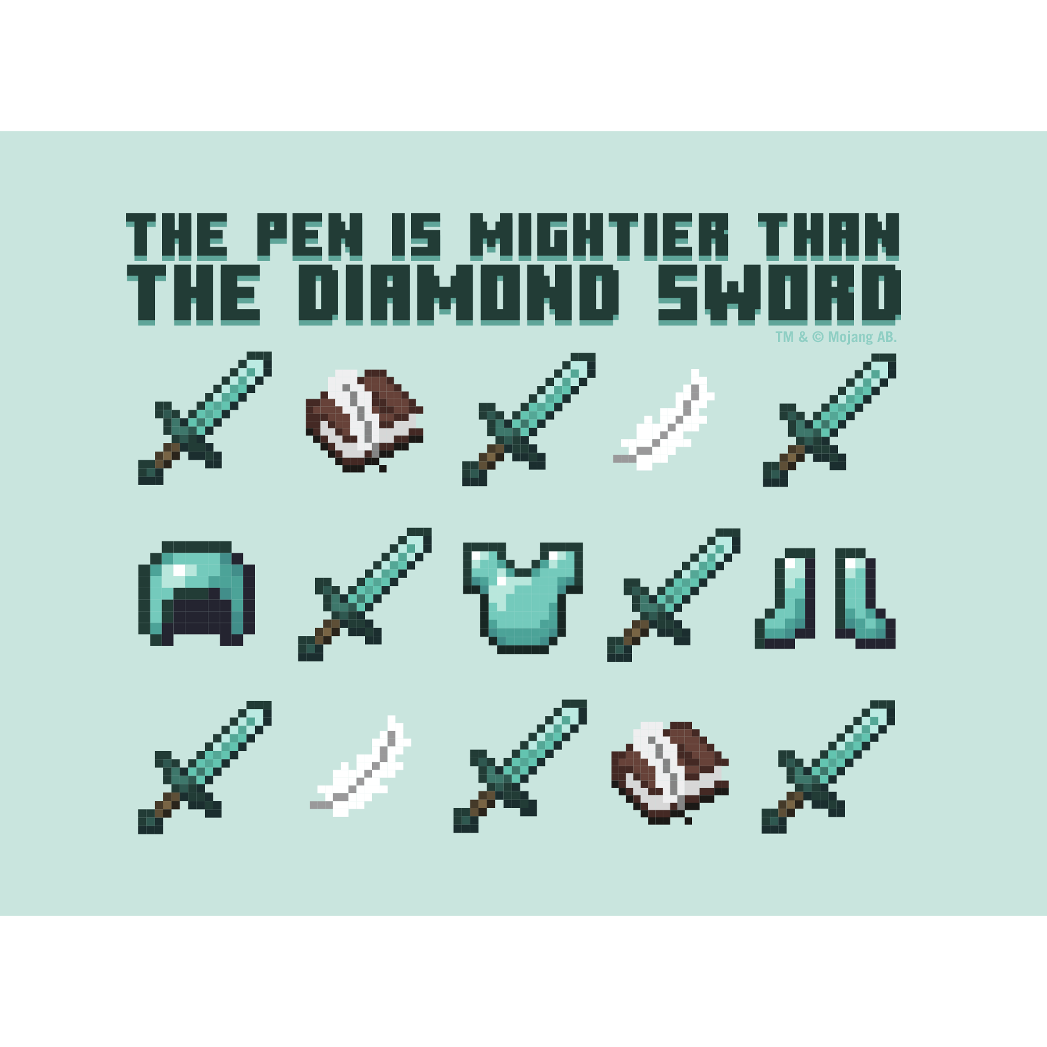 Minecraft The Pen Is Mightier Than The Diamond Sword Screw Top Water Bottle