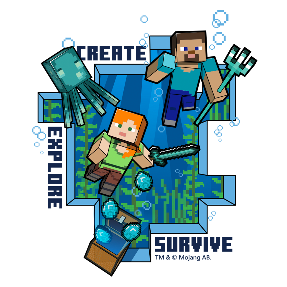 Minecraft Caves & Cliffs Create, Explore, Survive 20 oz Screw Top Personalized Water Bottle with Straw