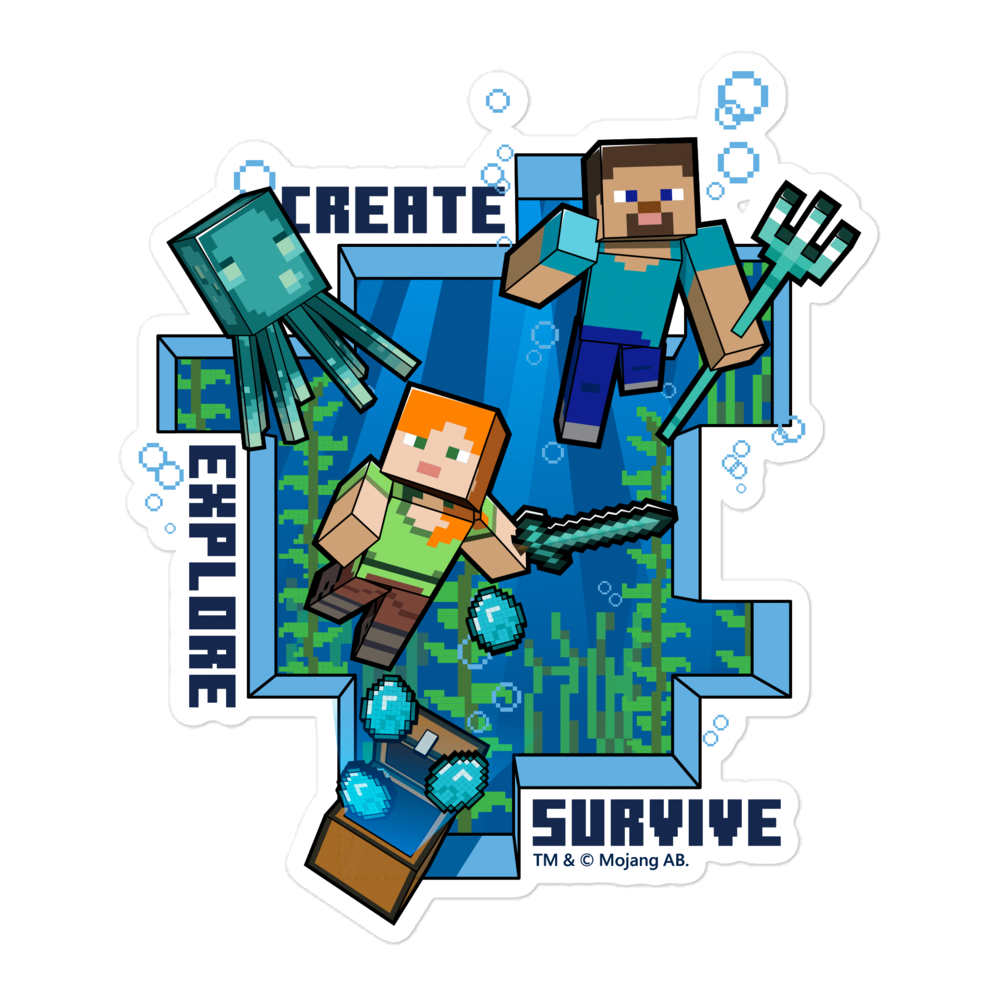 Minecraft Caves & Cliffs Create, Explore, Survive Die Cut Sticker