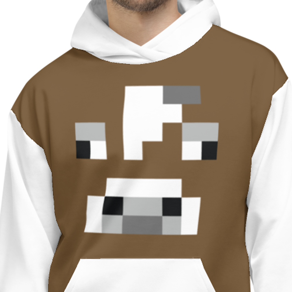 Minecraft Cow Face Adult Pullover Hoodie