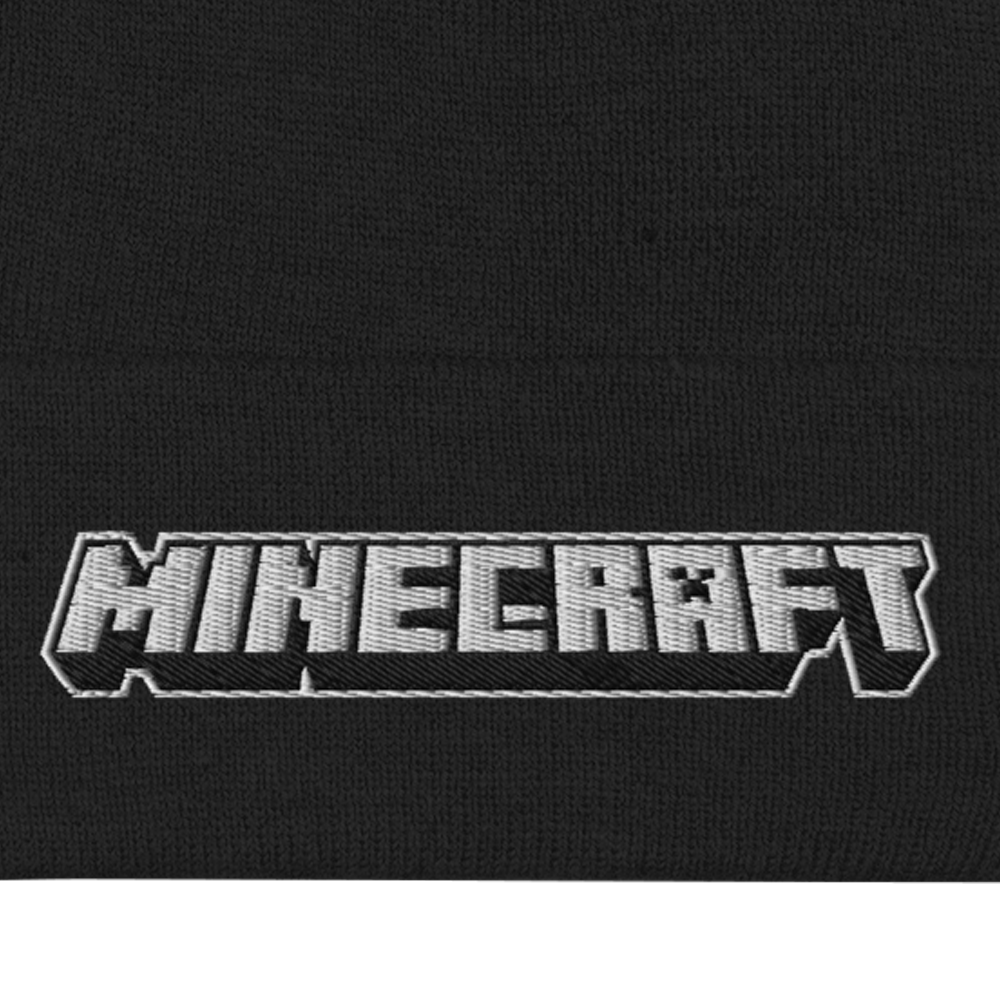Minecraft Logo Pom Pom Knit Beanie