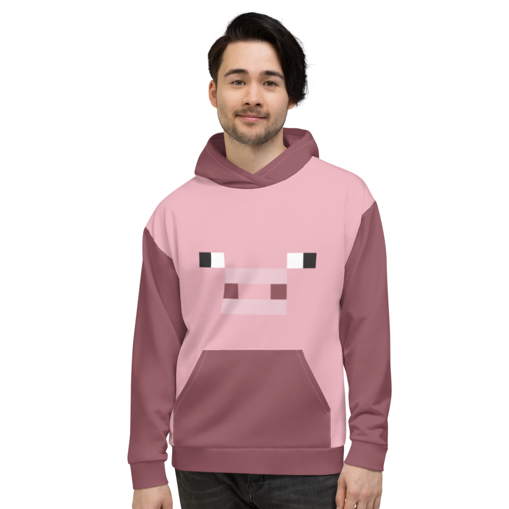 Minecraft Pig Face Adult Pullover Hoodie