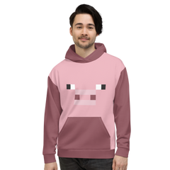 Minecraft Pig Face Adult Pullover Hoodie
