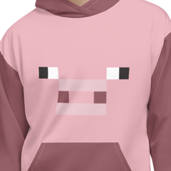 Minecraft Pig Face Adult Pullover Hoodie