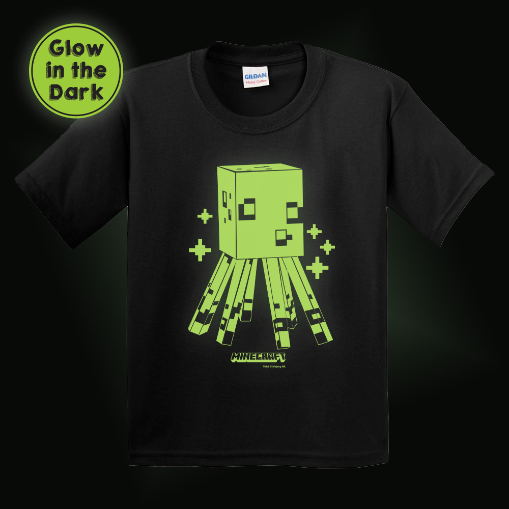 Minecraft Squid Glow In The Dark Kids Short Sleeve T-Shirt