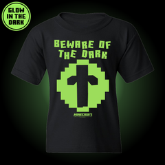 Minecraft Zombie Beware of The Dark Glow in The Dark Kids T-Shirt
