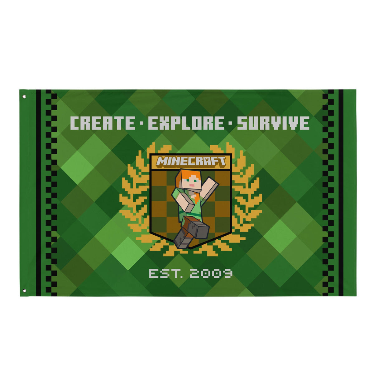 Minecraft Create, Explore, Survive Flag