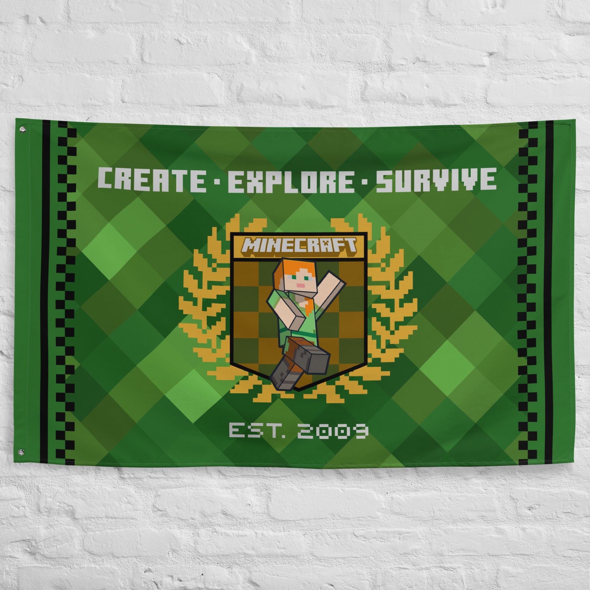 Minecraft Create, Explore, Survive Flag