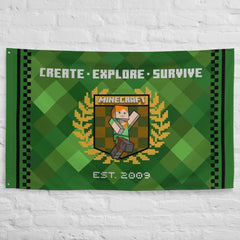 Minecraft Create, Explore, Survive Flag