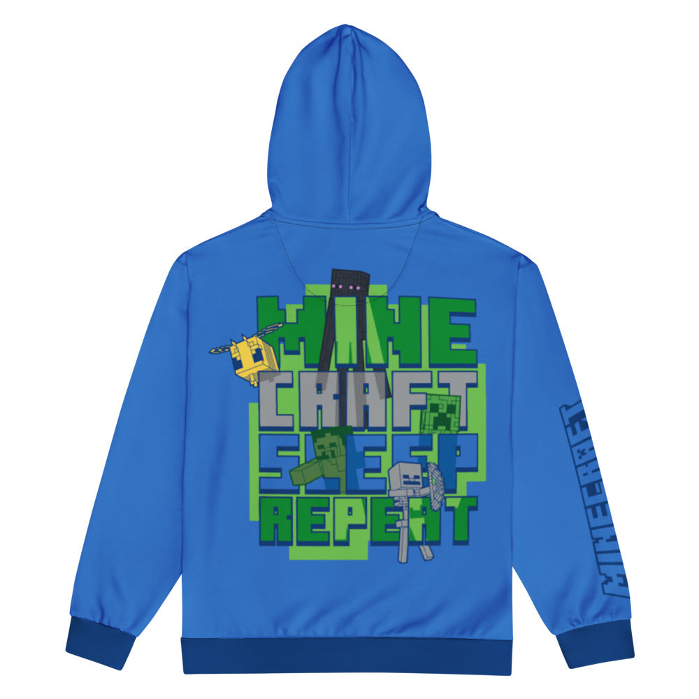 Minecraft Sleep Repeat Unisex Zip-Up Hoodie