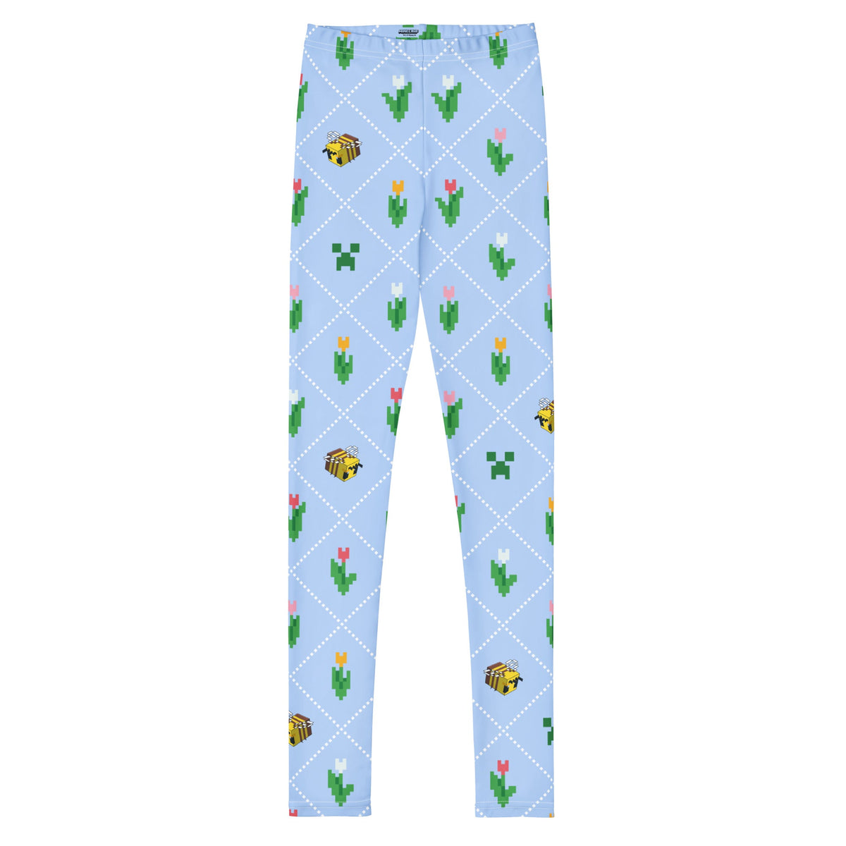 Minecraft Youth Leggings Pixel Flower Pattern