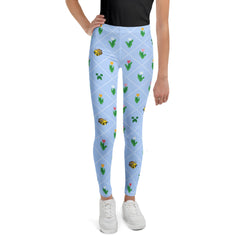 Minecraft Youth Leggings Pixel Flower Pattern