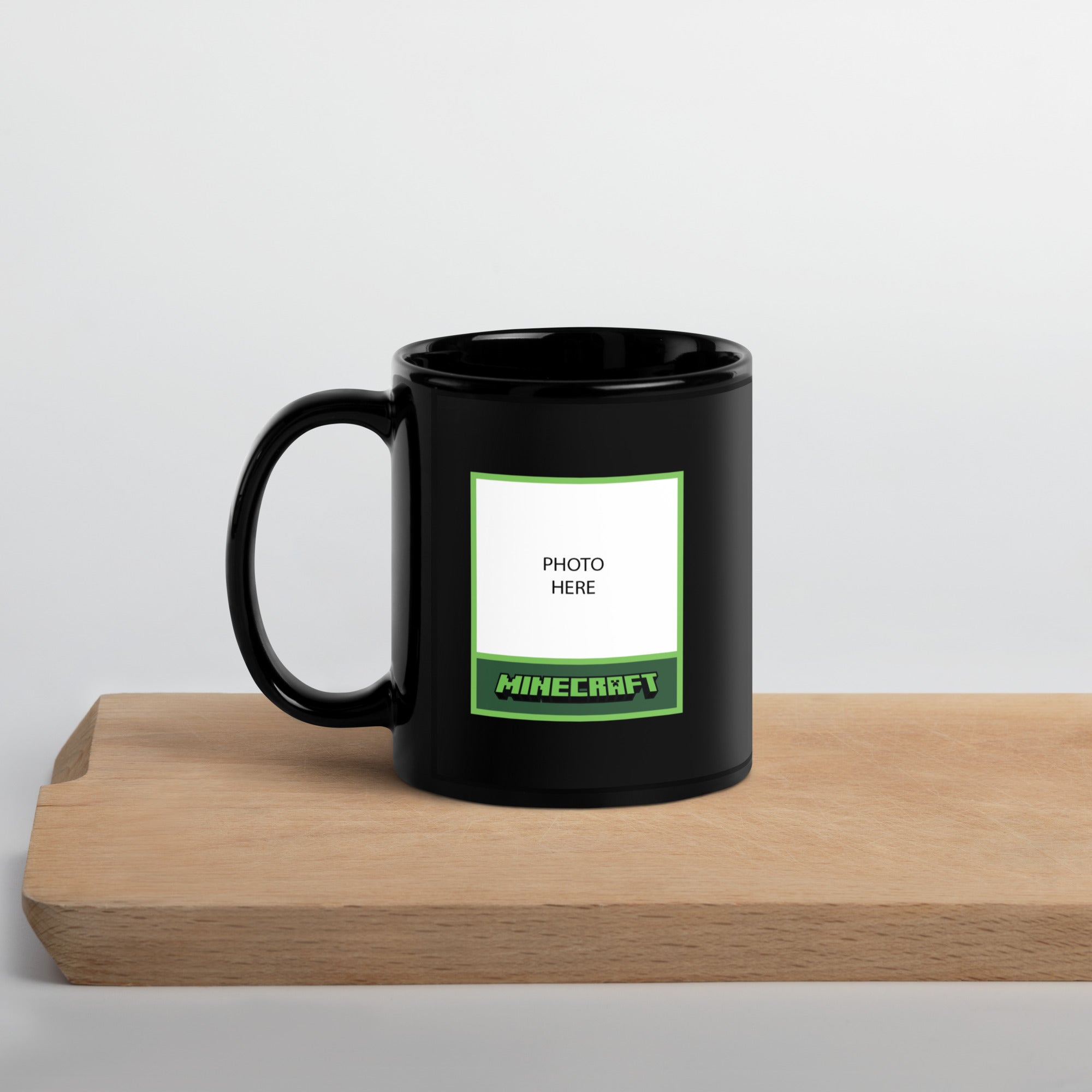 Minecraft Personalized Photo Black Mug Creeper