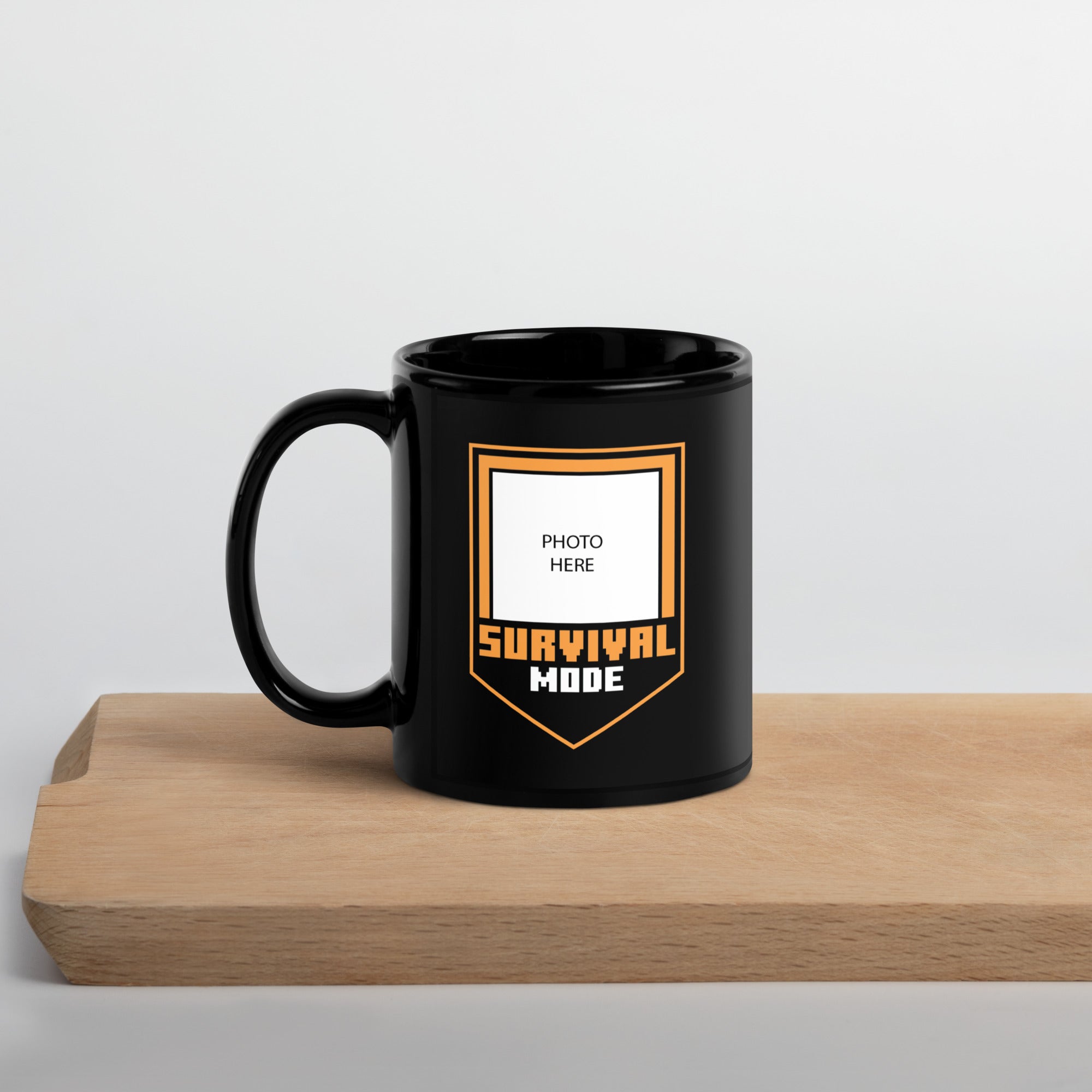 Minecraft Personalized Photo Black Mug Survival Mode