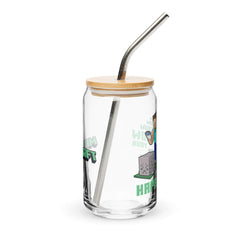 Minecraft Grow Your Happiness Can-Shaped Glass with Lid and Straw